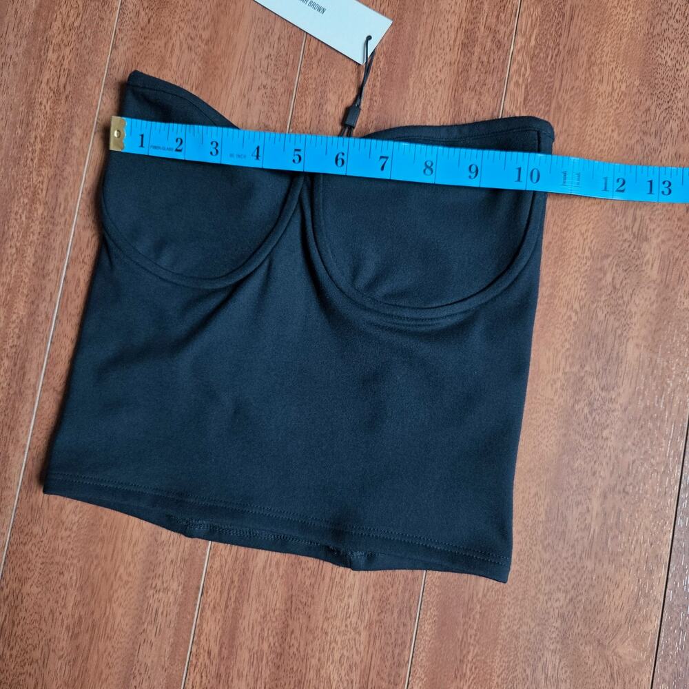 Joah Brown Strapless Bustier Tube Top Sueded Onyx Black Size XS/Small Size NWT - Picture 3 of 6